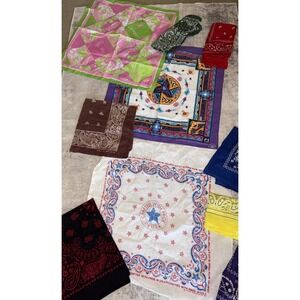 Vintage Cotton Bandana Lot Assorted Colors And Ages